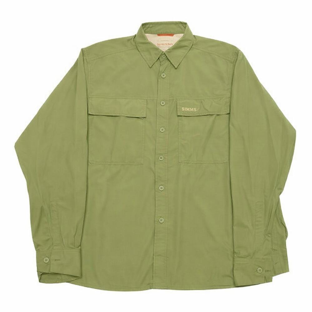 SIMMS Men's Small Long Sleeve Green Pockets Button Up Fishing Shirt